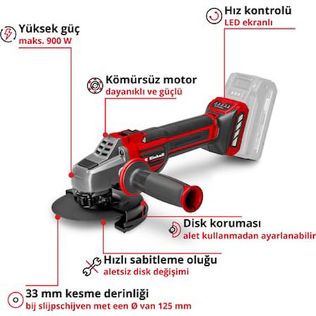 Akülü Avuç Taşlama, 125 mm Disk ile Bağımsız Kullanım Kolaylığı