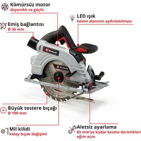 Akülü Daire Testere ile 190 mm Kesim ve Yüksek Güç