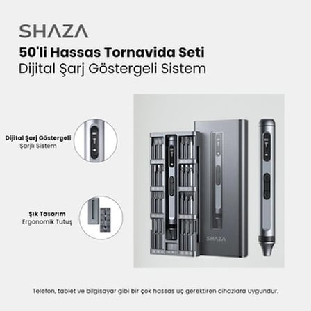 50 Parça Şarjlı Tornavida Seti ile LED Işıklı ve Mıknatıslı Tasarım