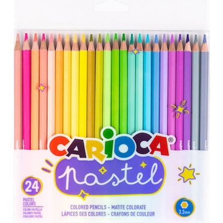 Carioca 24'lü Pastel Renkli Kuruboya Kalem Seti 17,5 cm Şeffaf Kutulu Dayanıklı