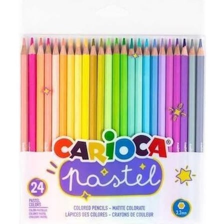 Carioca 24'lü Pastel Renkli Kuruboya Kalem Seti 17,5 cm Şeffaf Kutulu Dayanıklı