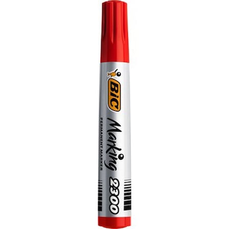 Kesik Uçlu Permanent Markör 12'li Set, Kırmızı Renk