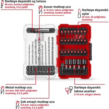 39 Parça Matkap Uç Seti 25 mm Bitler ile Çok Yönlü Delme İmkanları