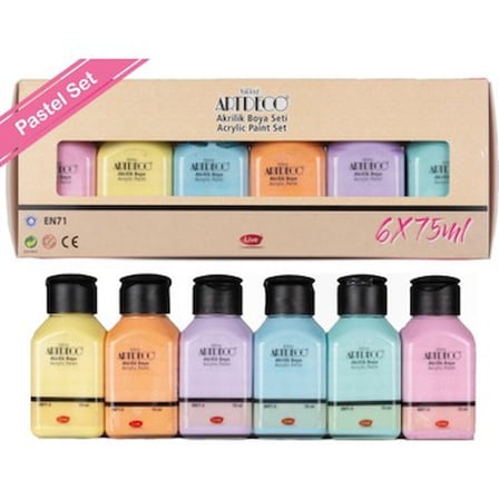 6x75ml Akrilik Boya Seti, Pastel Renkler