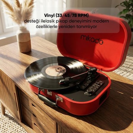 Kırmızı USB, RCA ve Bluetooth Destekli Ses Sistemi