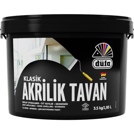 Beyaz tavan boyası, akrilik, 3,5 litre