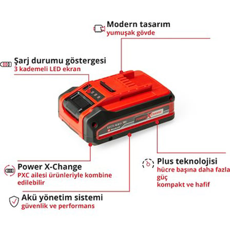 18 V 4.0 Ah Power X-Change Plus Akü Uyumlu Çok Yönlü