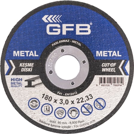 180x3,0x22,23 mm Metal Kesici Taş, 5 Adet Paket