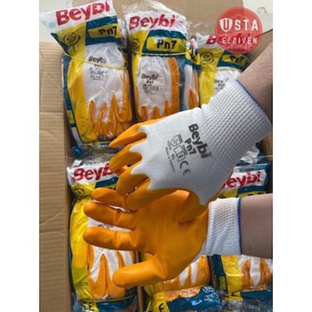 Pn7 Polyester Örme Nitril Usta Eldiven Sarı Koli 288 Adet