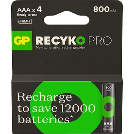 4'lü Şarjlı AAA Ni-Mh Pil, 800 mAh Kapasite