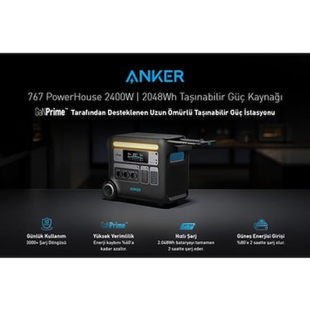 Anker SOLIX 767 PowerHouse 2400W GanPrime Taşınabilir Güç Kaynağı 2048Wh 2400W Ev Karavan ve Dış