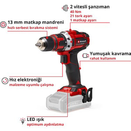 Akülü Vidalama, 18V Güç ve 40 Nm Maksimum Tork ile Etkili Kullanım