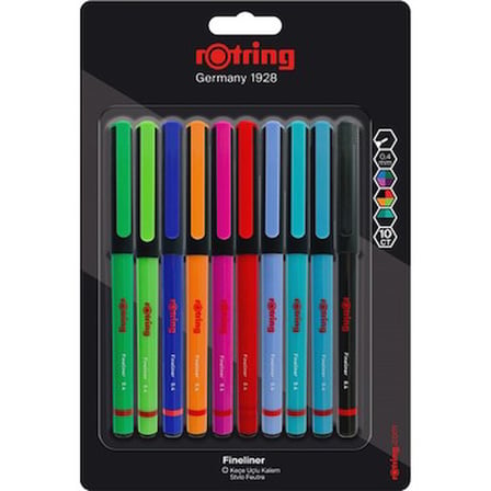 İnce Keçe Uçlu Kalem 0.4 mm, 10'lu Paket, Karışık Renkler