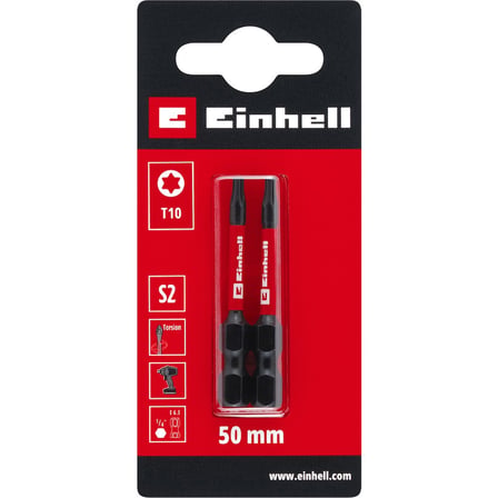 Orijinal Einhell Darbeli Bit Seti, 2 Parça, 50 mm, T10 (S2 Çelik, Torsiyon Bölgesi, Verimli Güç