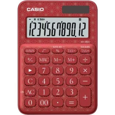 Casio MS-20UC-JRD 12 Haneli Kırmızı Desenli Masa Üstü Hesap Makinesi LCD