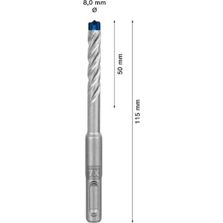 Kırıcı Delici Delme Ucu 8 mm x 50 mm x 115 mm Uzun Süreli Kullanım