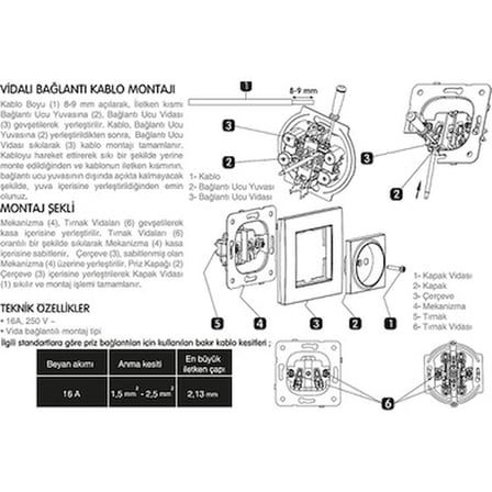 Beyaz Topraklı Priz 1 Adet Modern Tasarım