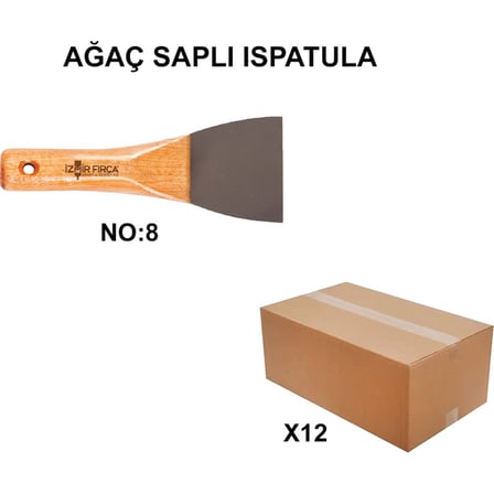 12 Adet Ağaç Saplı Ispatula, No:8 Kalite Seti
