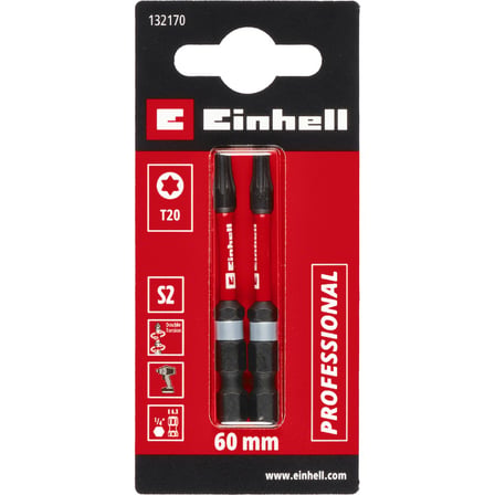 Orijinal Einhell Çift Torsiyonlu Darbeli Bit Seti, 2 Parça, 60 mm, T20 (S2 Çelik, Yüksek