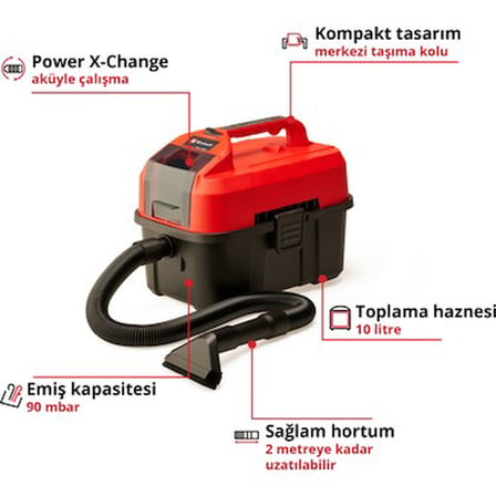 Akülü Islak/Kuru Süpürge, 10 Litre Kapasite ile Etkili