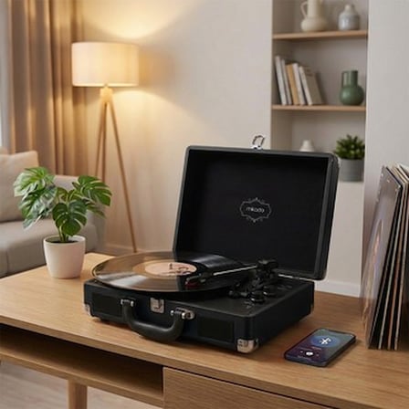 Siyah Turntable ve Bluetooth Destekli Müzik Deneyimi