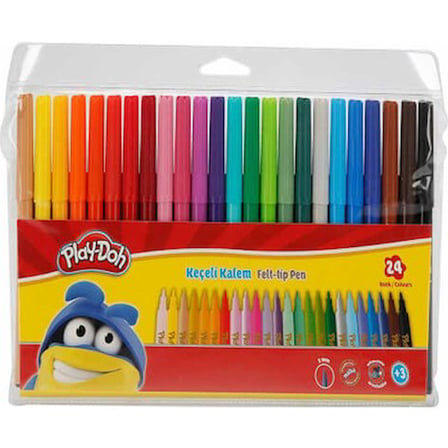 24 Renkli 2 mm Keçeli Kalem Seti, Play-Doh Eğlencesiyle