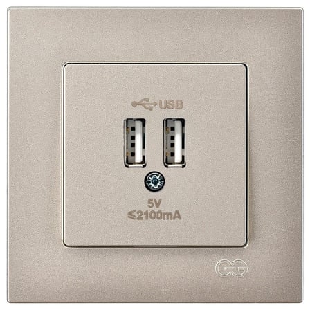Metalik Bej 2 USB Çıkışlı 5V Şarj Prizi ile Modern Çözüm