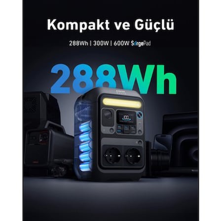 Anker SOLIX C300X AC 288Wh I 300W (600W SurgePad) Taşınabilir Güç Kaynağı - 4 Farklı Şarj Modu -