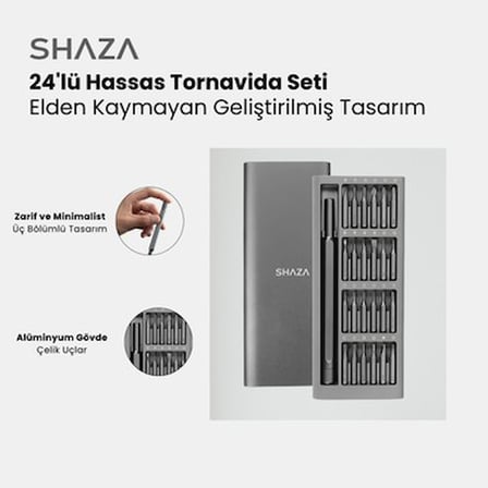 24 Parça Hassas Tornavida Seti, Mıknatıslı Alüminyum Kasa