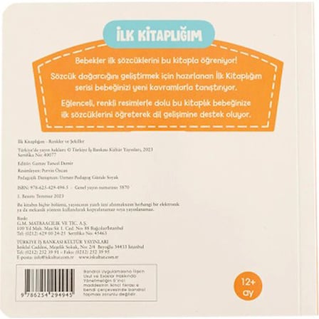 İlk Renkler ve Şekiller Temalı Eğitici Kitap