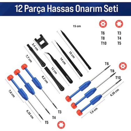 12 Parça Elektronikçi Onarım Seti ile Hassas Kullanım