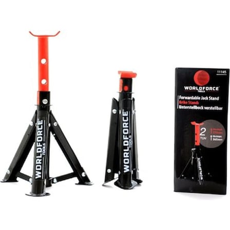 Worldforce 2 Ton Kapasiteli Katlanır Kriko Standı - Araç Sehpası 2'li Set