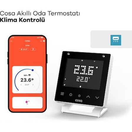 Cosa Akıllı Oda Termostatı V5 Kablosuz Klima Kontrolü Uzaktan Ölçüm Beyaz Renk (SADECE KLİMA
