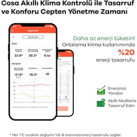 Cosa Akıllı Oda Termostatı V5 Kablosuz Klima Kontrolü Uzaktan Ölçüm Beyaz Renk (SADECE KLİMA