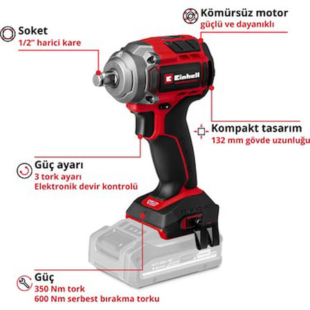 Akülü Somun Sıkma, 18 V ve 350 Nm Tork Seviyesi