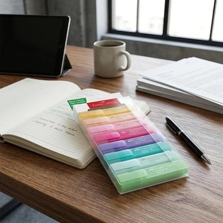 Su Bazlı Ergonomik 8'li Pastel Renk Fosforlu Kalem Seti