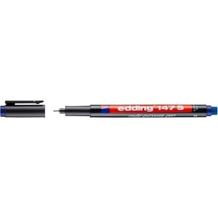 Edding E-147S Mavi Silgili Asetat Kalemi 10'lu Metal Çerçeveli Yuvarlak Uçlu