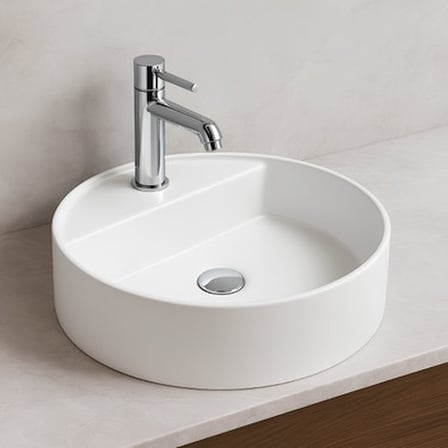 45x45 cm Delikli Beyaz Lavabo, Tezgah Üstü Model
