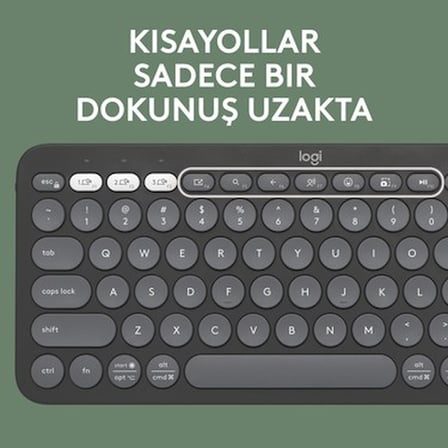Logitech K380s Pebble Keys 2 Çoklu Cihaz Özellikli Bluetooth Türkçe Q Klavye -
