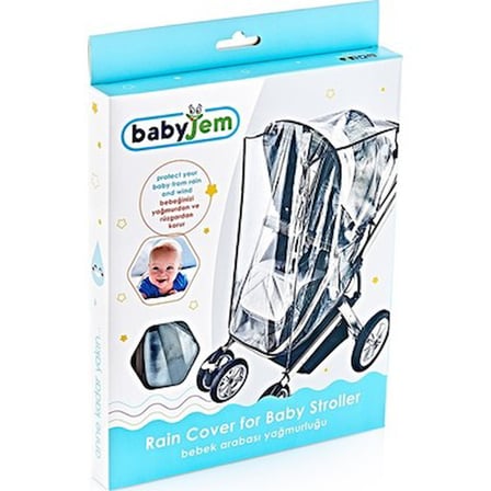 XL Bebek Arabası Yağmurluğu, Fitalatsız ve Koruyucu 22 x 45 cm