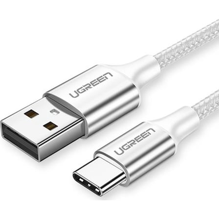 Beyaz Örgülü USB-C Şarj ve Data Kablosu, 25 cm Uzunluk