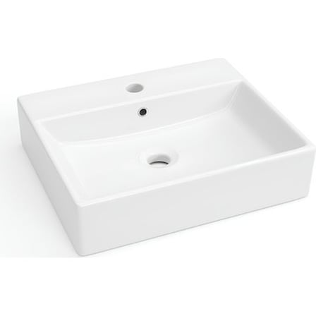 Beyaz Delikli Dikdörtgen Lavabo 50X42 cm Modern ve Şık