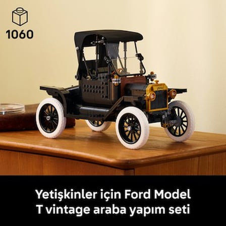 LEGO Icons Ford Model T 11376 - Yetişkinler Için Açılan Tavan Içeren Klasik Dekoratif Otomobil