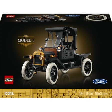 LEGO Icons Ford Model T 11376 - Yetişkinler Için Açılan Tavan Içeren Klasik Dekoratif Otomobil