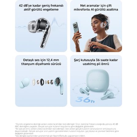 Beyaz Renkli Kulakiçi TWS Bluetooth Kulaklık - ANC Özelliği
