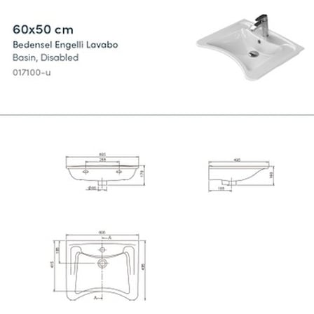 Bedensel Engelli Kullanımına Uygun 60 cm Seramik Ürün