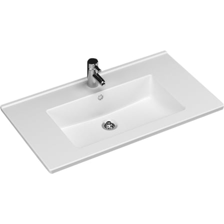 Beyaz Etejerli Lavabo 80 cm, Modern Tasarım ve Kolay Temizlik