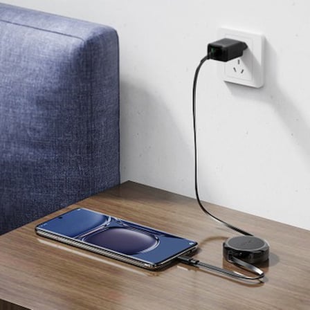 60W Güç Kapasitesine Sahip USB-C Makaralı Şarj Kablosu