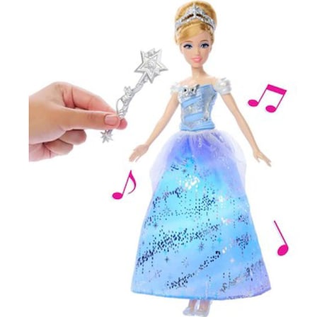 Sesli ve Işıklı Disney Prensesi Sihirli Balo Elbiseli Cinderella Bebek