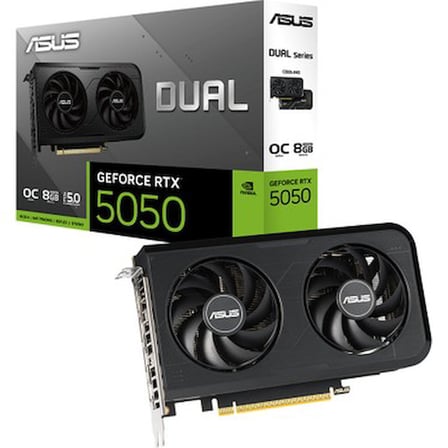 ASUS DUAL-RTX5050-O8G-NVIDIA-GEFORCE-RTX 5050-8GB GDDR6-128bit-2677MHz-HDMI-3xDP-DLSS4 EKRAN